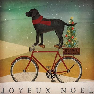 Black Lab on Bike Christmas - Wall Art Print, 16x16