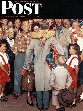 "Christmas Homecoming" Saturday Evening Post Cover, December 25,1948 - Giclee Print, 12x16