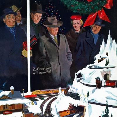 "Christmas Train Set", December 15, 1956 - Giclee Print, 16x16