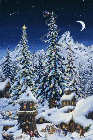Christmas with the Elves - Giclee Print, 12x18