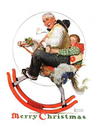 "Gramps on Rocking Horse", December 16,1933 - Giclee Print, 12x16
