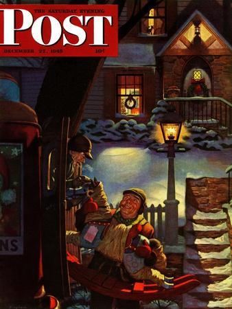 "Rocking Horse Delivery," Saturday Evening Post Cover, December 22, 1945 - Giclee Print, 12x16