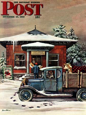 "Rural Post Office at Christmas," Saturday Evening Post Cover, December 13, 1947 - Giclee Print, 12x16