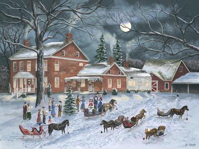 The Carolers Gather - Giclee Print, 16x12
