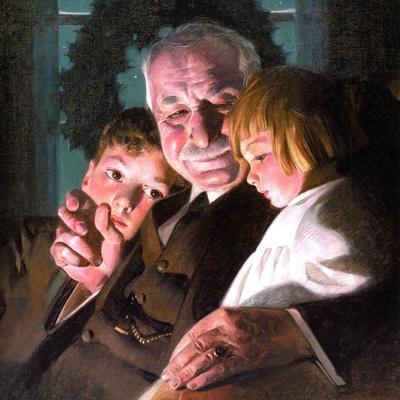 The Story of Christmas (or Grandfather with Two Children) - Giclee Print, 16x16