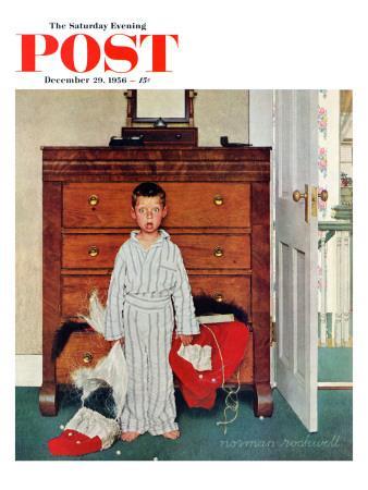 "Truth about Santa" or "Discovery" Saturday Evening Post Cover, December 29,1956 - Giclee Print, 12x16