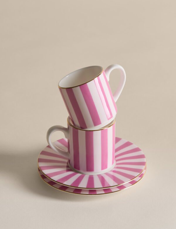 2 Pack Bone China Stripe Espresso Cup & Saucer 2 Pack Bone China Stripe Espresso Cup & Saucer