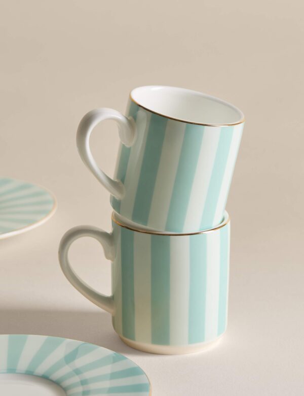 2 Pack Bone China Stripe Espresso Cup & Saucer 2 Pack Bone China Stripe Espresso Cup & Saucer