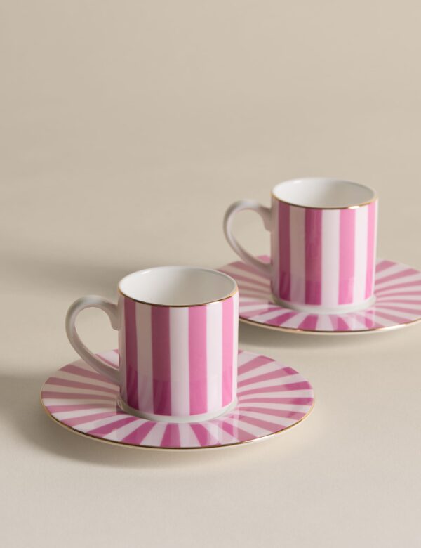 2 Pack Bone China Stripe Espresso Cup & Saucer 2 Pack Bone China Stripe Espresso Cup & Saucer