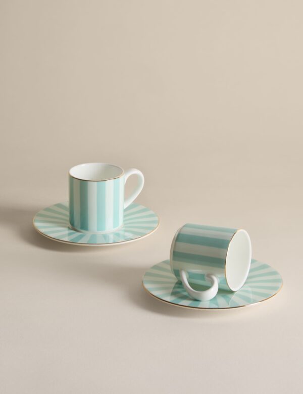 2 Pack Bone China Stripe Espresso Cup & Saucer 2 Pack Bone China Stripe Espresso Cup & Saucer