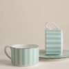 2 Pack Bone China Striped Cups & Saucers