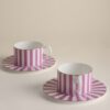 2 Pack Bone China Striped Cups & Saucers