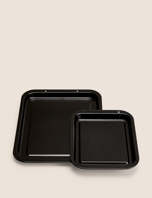 2pk Vitreous Enamel Oven Trays 2pk Vitreous Enamel Oven Trays