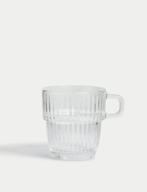 Ribbed Glass Cappuccino Cup