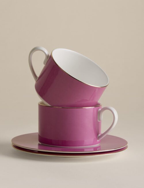 Set of 2 Bone China Cups & Saucers
