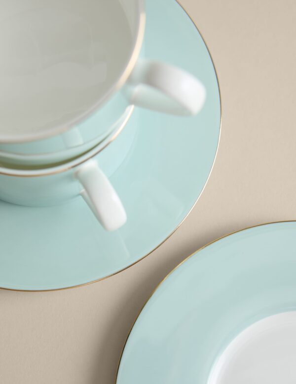 Set of 2 Bone China Cups & Saucers