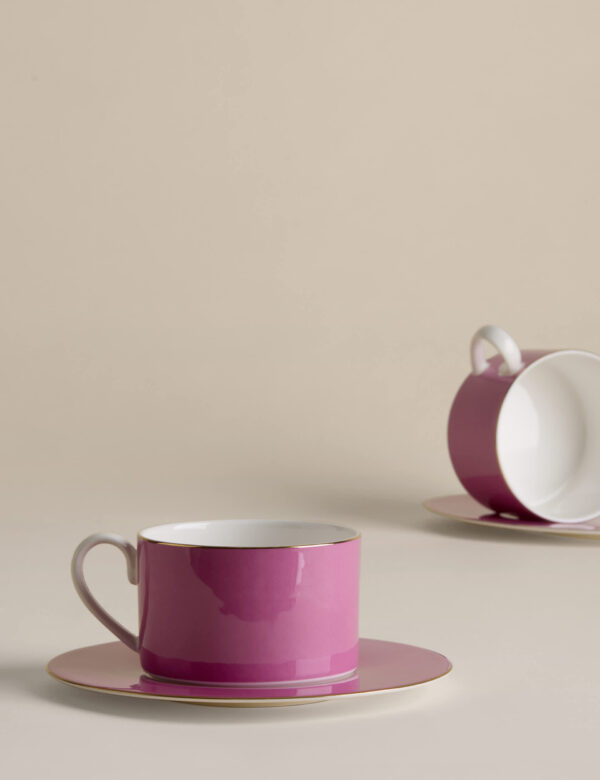 Set of 2 Bone China Cups & Saucers