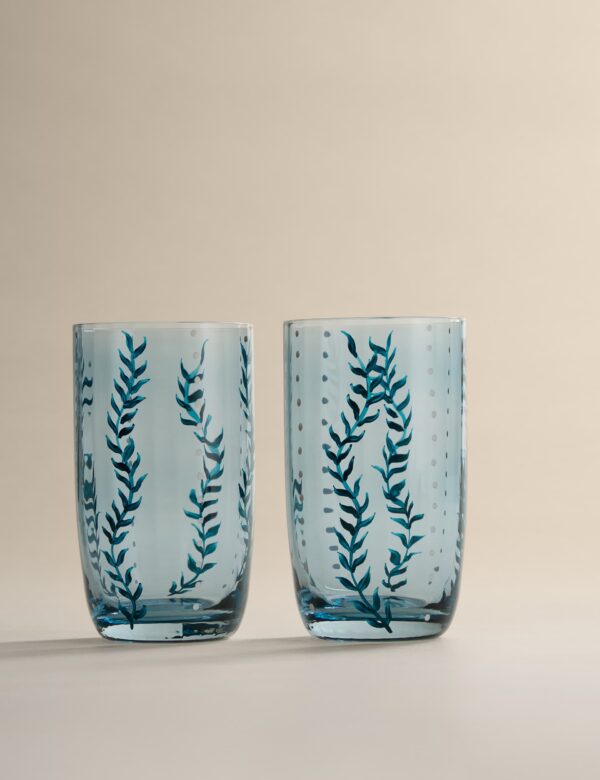 Set of 2 Hand Painted Hi Ball Glasses Set of 2 Hand Painted Hi Ball Glasses