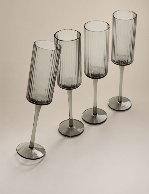 Set of 4 Celine Ribbed Champagne Flutes Set of 4 Celine Ribbed Champagne Flutes