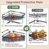 2 Tier Fruit Basket for Kitchen Counter - Detachable Metal Fruit Bowl with 2 Banana Hangers for Corner , Large Capacity Fruit Stand with Wooden...