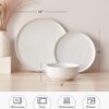 24 Piece Dinnerware Sets for 8 - Farmhouse Style Stoneware Plates and Bowls Sets - Scratch Resistant & Dishwasher Safe, Embossed Boho Ceramic Dish...