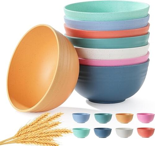 8PCS Cereal Bowl, Ohola Unbreakable Wheat Straw Cereal Bowls, Microwave & Dishwasher Safe Kitchen Bowls for Cereal, Snack, Soup, Salad and Rice,...