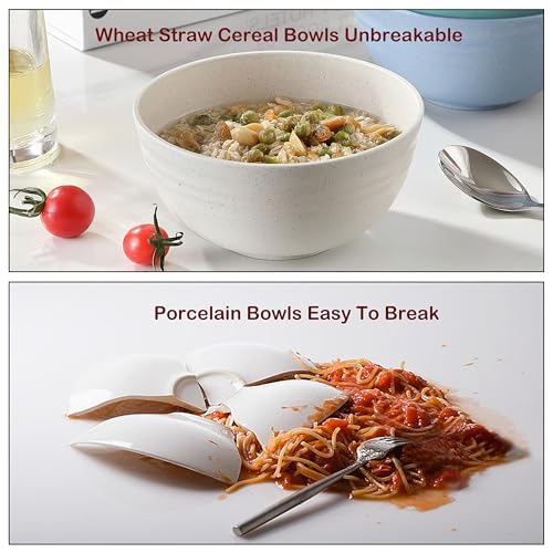 8PCS Cereal Bowl, Ohola Unbreakable Wheat Straw Cereal Bowls, Microwave & Dishwasher Safe Kitchen Bowls for Cereal, Snack, Soup, Salad and Rice,...