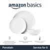 Amazon Basics 18-Piece Complete Kitchen Dinnerware Set, Microwave and Dishwasher Safe, Plates, Dishes, Bowls for Everyday Use, Service for 6, White...