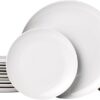 Amazon Basics 18-Piece Complete Kitchen Dinnerware Set, Microwave and Dishwasher Safe, Plates, Dishes, Bowls for Everyday Use, Service for 6, White...