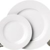 Amazon Basics Porcelain Dinnerware Set, Microwave and Dishwasher Safe, Service for 6, 18-Piece, Plates, Bowls, White