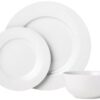 Amazon Basics Porcelain Dinnerware Set, Microwave and Dishwasher Safe, Service for 6, 18-Piece, Plates, Bowls, White