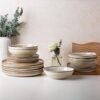 AmorArc Ceramic Dinnerware Sets,Handmade Reactive Glaze Stoneware Plates and Bowls Sets,Highly Scratch Resistant | Dishwasher & Microwave Safe...