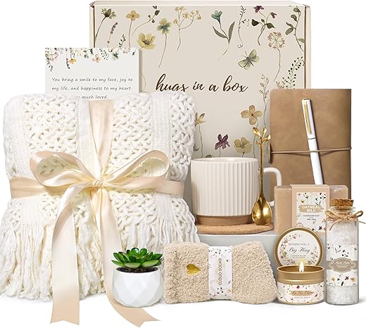 Birthday Gifts for Women, Get Well Soon Self Care Package Box, Sending Hug Baskets Thinking of You Inspirational Gift for New Mom Best Friend...