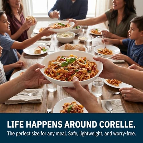 Corelle 4-Pc Versa Bowls for Pasta Salad and More, Service for 4, Durable and Eco-Friendly 30-Oz, Compact Stack Bowl Set, Microwave and Dishwasher...