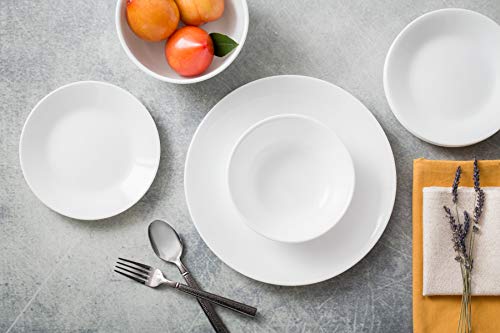 Corelle Vitrelle 18-Piece Service for 6 Dinnerware Set Triple Layer Glass and Chip Resistant, Lightweight Round Plates and Bowls Set, Winter Frost...