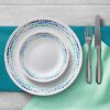 Corelle Vitrelle 18-Piece Service for 6 Dinnerware Set Triple Layer Glass and Chip Resistant, Lightweight Round Plates and Bowls Set, Ocean Blue