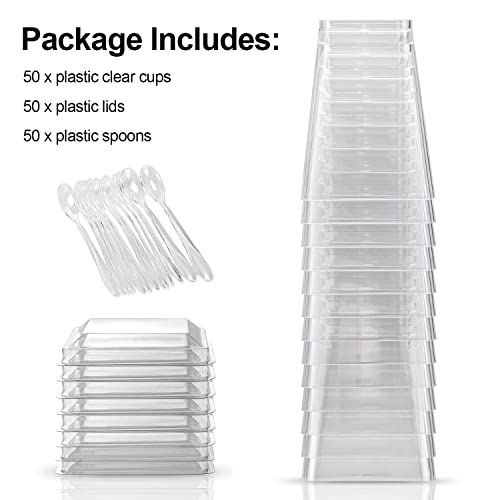 EASERCY 5 oz Plastic Dessert Cups with Lids and Spoons 150 Pcs Serves 50, Yogurt Parfait Appetizer Cup for Party, Dessert Shooter Cups for Pudding...