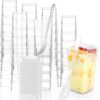 EASERCY 50 Pack 3 oz Square Mini Dessert Cups with Lids and Spoons Clear Dessert Shooter Cups with Spoons Parfait Cups with Lids Appetizer Cups for...