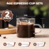 Espresso Cups Set of 2 - 4 Oz Espresso Shot Glass with Handle Double Spout Cups Clear Glass Milk Cup Espresso Accessories Great for Making Coffee...