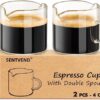 Espresso Cups Set of 2 - 4 Oz Espresso Shot Glass with Handle Double Spout Cups Clear Glass Milk Cup Espresso Accessories Great for Making Coffee...