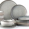 GBHOME Ceramic Dinnerware Sets for 4, 12 Pieces Stoneware Plates and Bowls Sets, Reactive Glaze Dishes -Scratch Resistant, Dishwasher&Microwave...