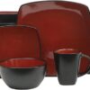 Gibson Elite Soho Lounge Square 16-Piece Dinnerware Set, Service for 4, Reactive Glaze Stoneware Plates and Bowls, Modern Dishes, Microwave &...
