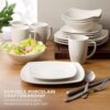 Gibson Home Zen Buffet White Porcelain Dinnerware Set for 4, Square Plates Bowls and Mugs, Chip and Scratch Resistant, Dishwasher and Microwave...