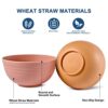 HOTEC BPA Free Unbreakable Wheat Straw Cereal Bowls - Microwave & Dishwasher Safe Soup and Salad Bowls, Set of 8, 26oz, Multicolor