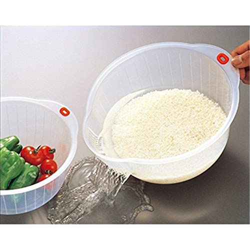 Inomata Plastic Japanese Rice Washing Bowl with Strainer, 2 quart Inomata Plastic Japanese Rice Washing Bowl with Strainer, 2 quart