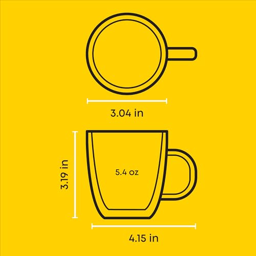 JoyJolt Savor Double Wall Insulated Glasses Espresso Mugs (Set of 2) - 5.4-Ounces