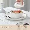 MALACASA Plates and Bowls Sets, 12 Pieces Modern Porcelain Dinnerware Set for 4 White Kitchen Dinner Dining Ware Set wtih Black Rim Ceramic...