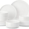 MALACASA Plates and Bowls Sets, 12 Pieces Porcelain Dinnerware Sets Dishware Sets Chip Resistant Ceramic Dish Set Dining Dinner Ware Service for 4,...