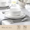 MALACASA Plates and Bowls Sets, 12 Pieces Porcelain Dinnerware Sets Dishware Sets Chip Resistant Ceramic Dish Set Dining Dinner Ware Service for 4,...