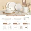 Plates and Bowls Sets, Dinnerware Sets for 4, 12 Pieces Scratch Resistant Dishware Dishes Set, Ceramic Kitchen Dinner Set, Porcelain & Microwave...